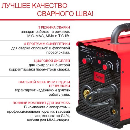 Полуавтомат сварочный FUBAG IRMIG 200 SYN с горелкой 250 А 3 м в комплекте в Иркутске фото
