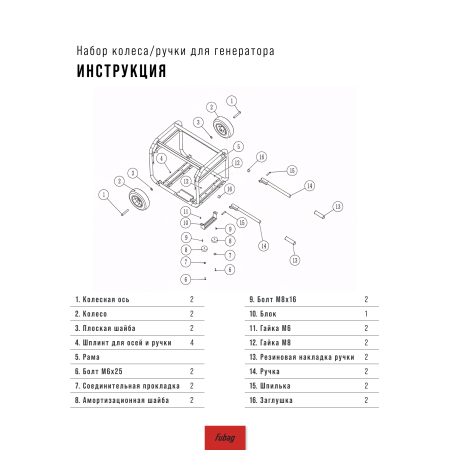 Комплект колес и ручек для генераторов FUBAG в Иркутске фото