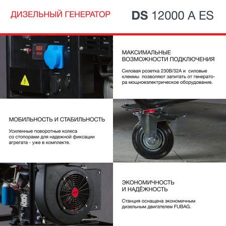 FUBAG Дизельный генератор с электростартером и коннектором автоматики DS 12000 A ES в Иркутске фото