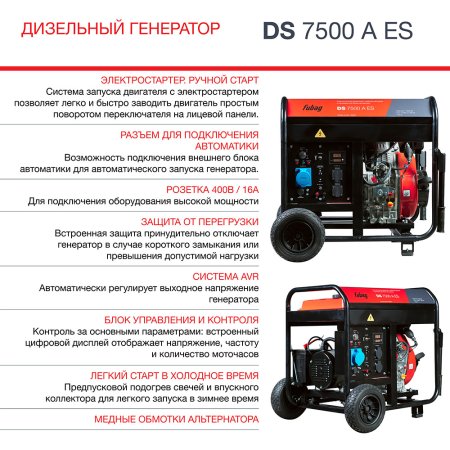 Дизельный генератор FUBAG DS 7500 A ES с электростартером и коннектором автоматики в Иркутске фото