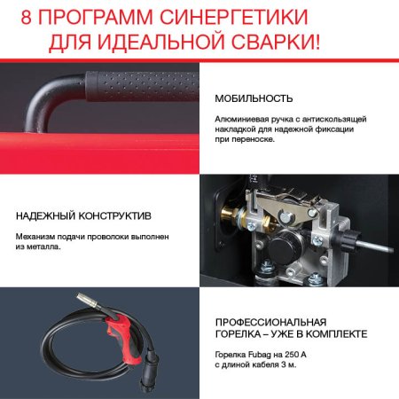 Полуавтомат сварочный FUBAG IRMIG 208 SYN PLUS (31447) + маска сварщика Хамелеон IR 9-13N S (38072) + сварочные краги на подкладке красные FWGN 10R (641180) в Иркутске фото